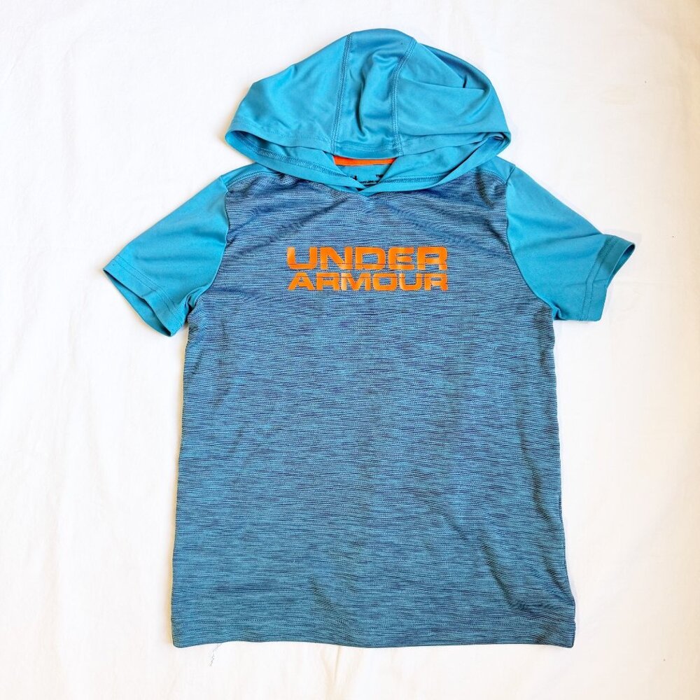 Under Armour Youth Short Sleeve Hooded Performance Tech Shirt Blue YM